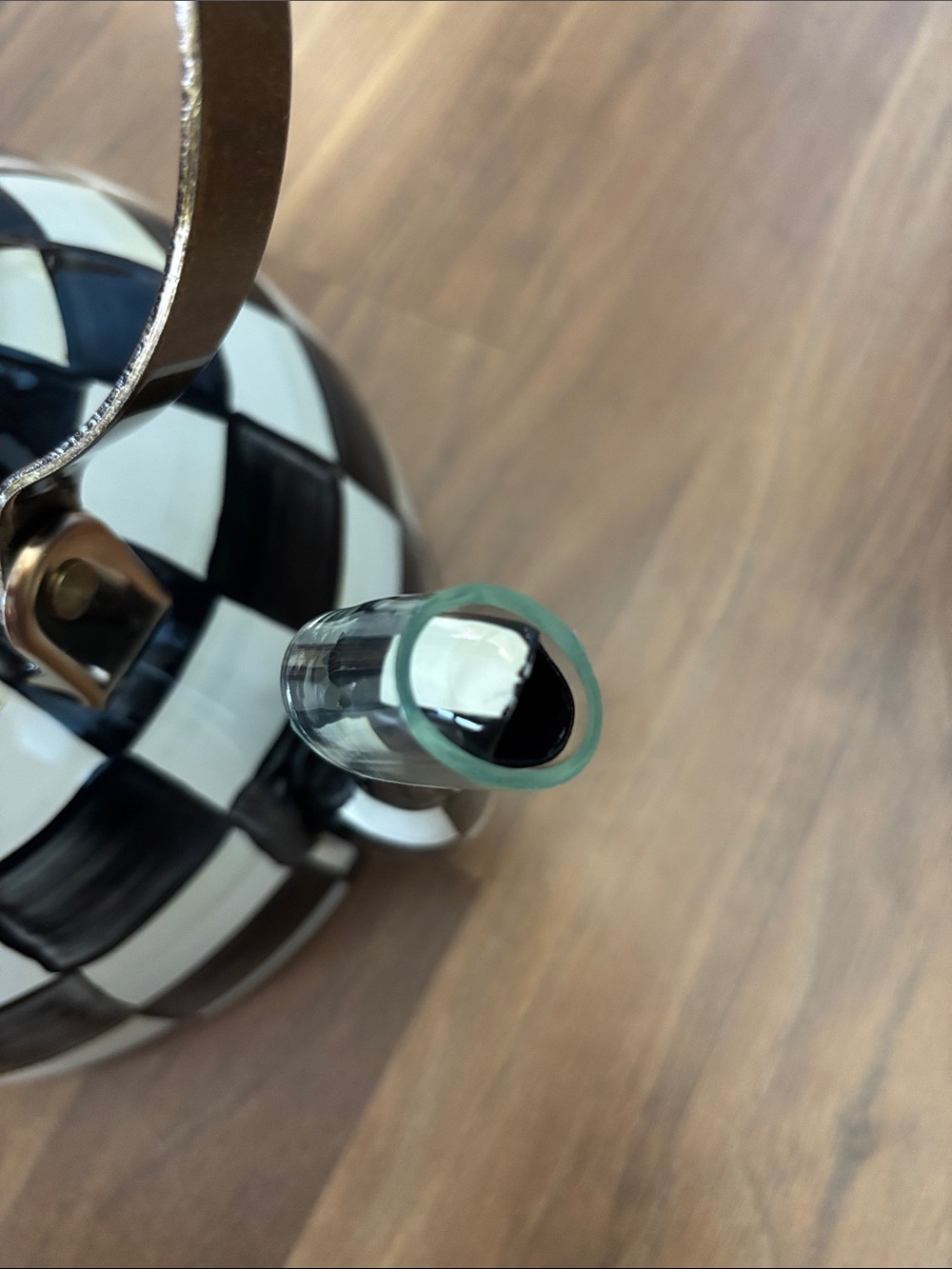 NEW MacKenzie-Childs Courtly Black and White Checkered Tea Kettle LARGE 3QT Size - Picture 4 of 6